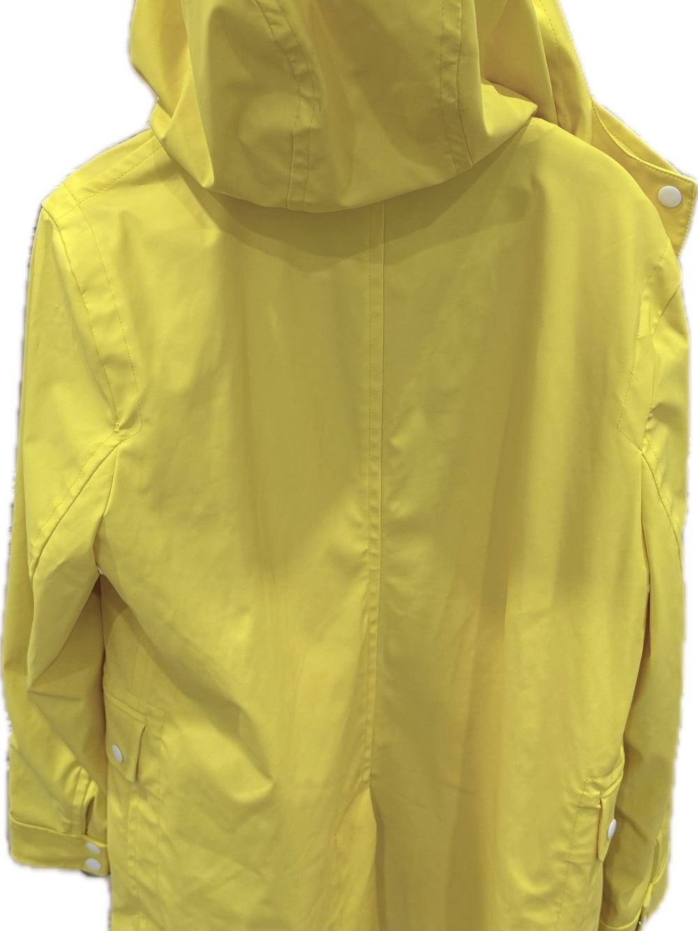 J. Crew Bright Yellow Rubberized Rain Jacket with Soft Pink Lining - Picture 7 of 10